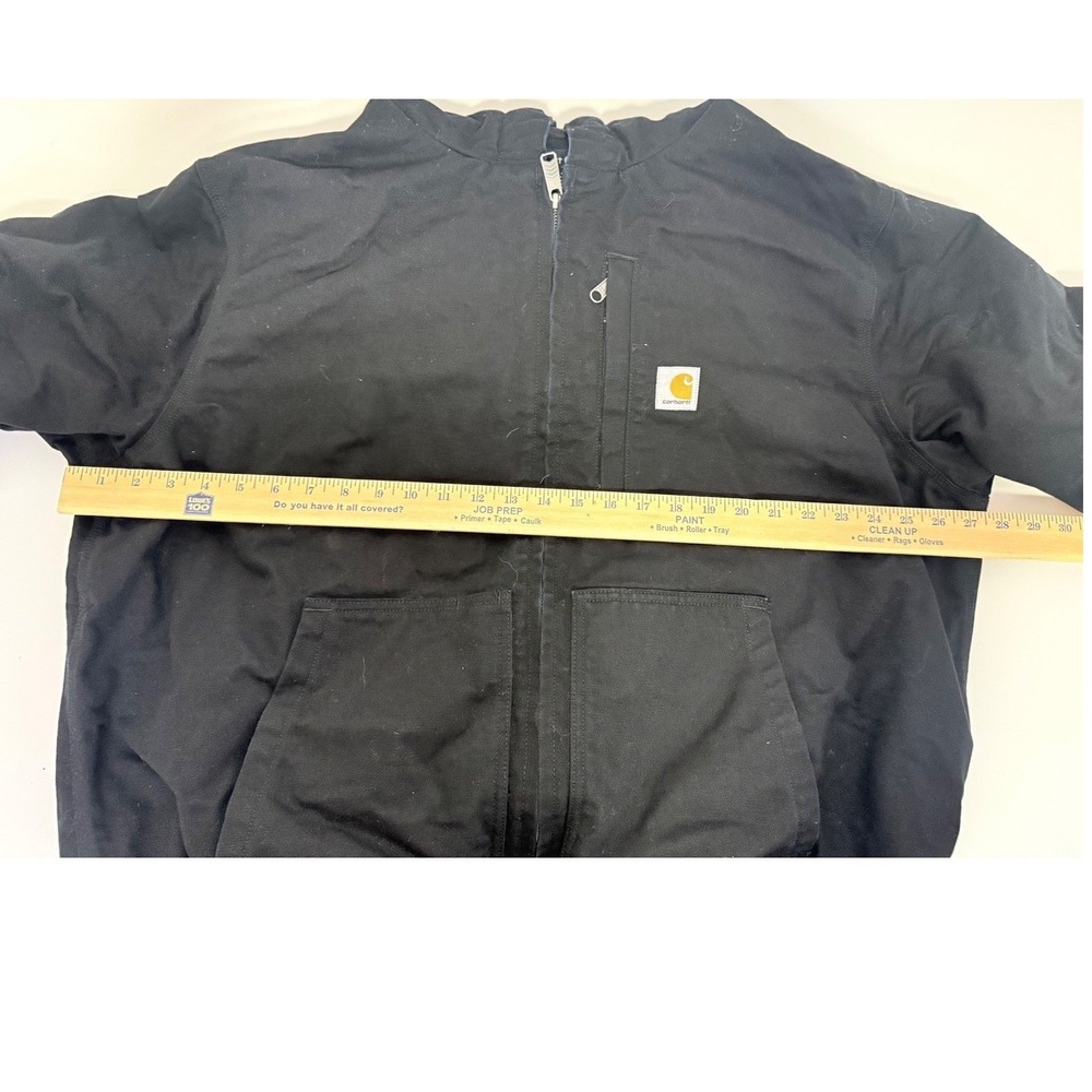 Carhartt Jacket Mens XL Heavyweight Hooded Loose Fit Quilted Black Chores - Picture 5 of 12
